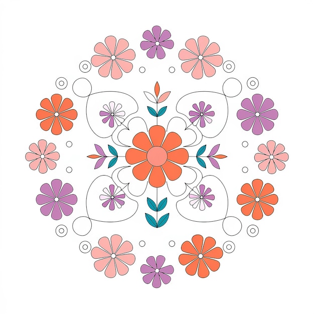 A symmetrical ornate design composed of various floral motifs