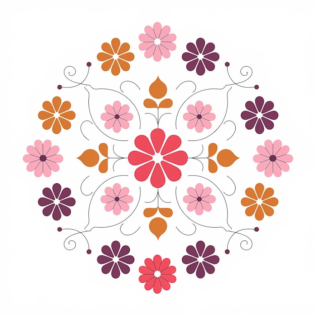 A symmetrical ornate design composed of various floral motifs