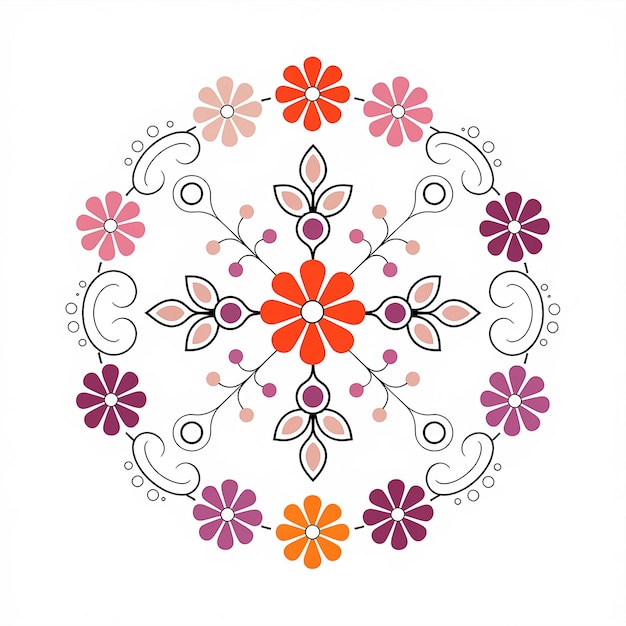 A symmetrical ornate design composed of various floral motifs