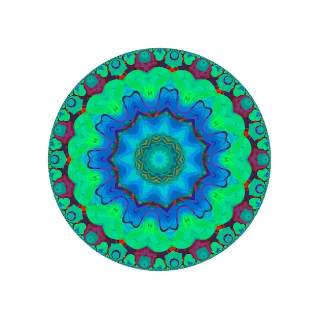 Symmetrical round ornament. Kaleidoscopic mandala.