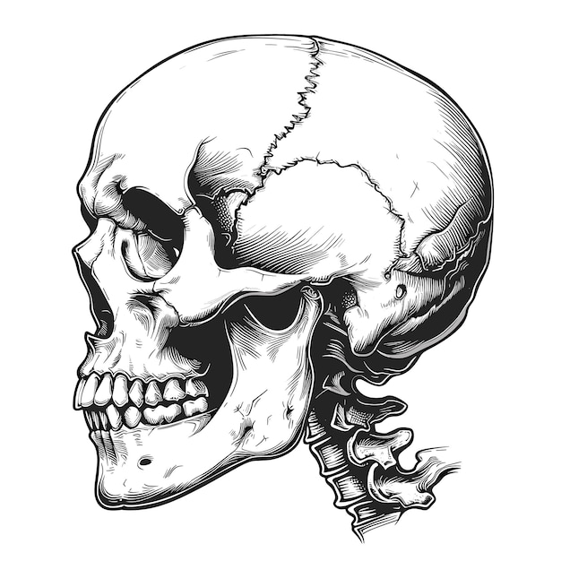 Symmetrical Skull Side View Vector Design Illustration