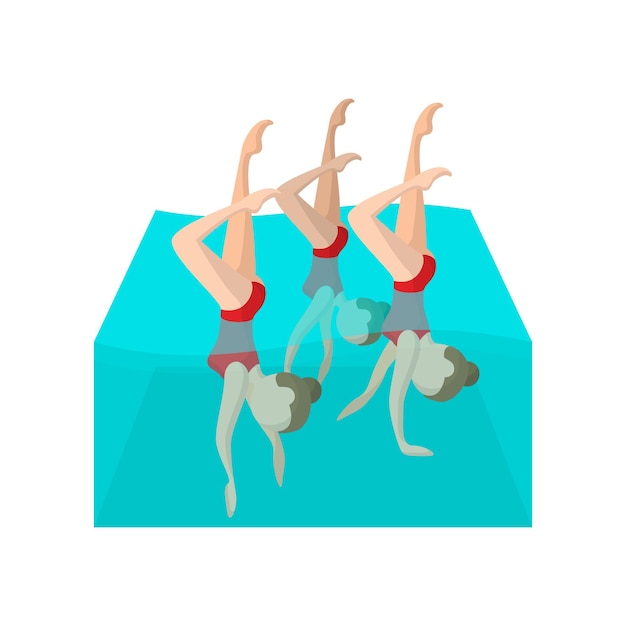 Vector synchronized swimmers cartoon icon on a white background