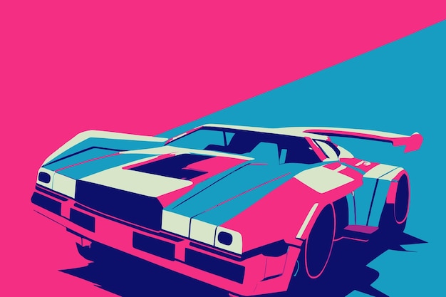 Synth wave car vector illustration