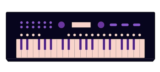 Synthesizer Modern electric piano Electronic keyboard to play digital music Musical instrument sound equipment of musician Synthesiser Flat isolated vector illustration on white background