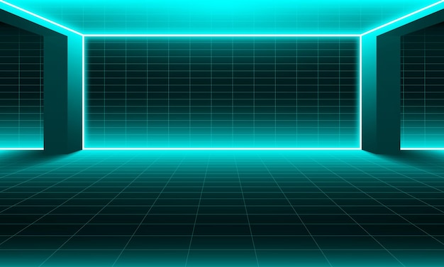 Synthwave wireframe net illustration Abstract digital background 80s 90s Retro futurism Retro