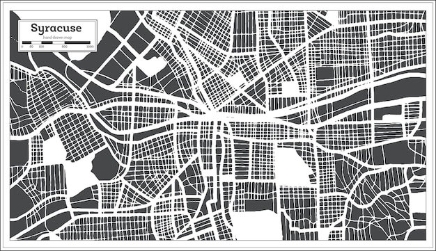 Syracuse USA City Map in Retro Style. Outline Map. Vector Illustration.