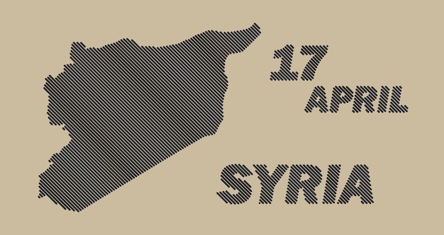 Syria country map stripy shape sample design-line