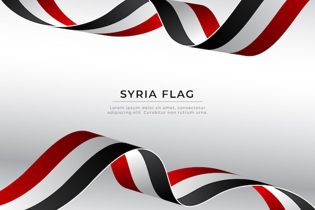 Syria flag design. Realistic waving ribbon Syrian flag  background