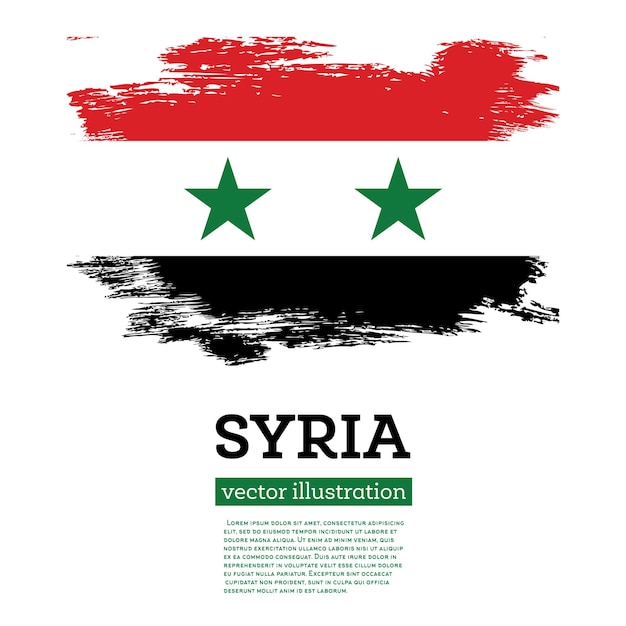 Syria Flag with Brush Strokes Independence Day