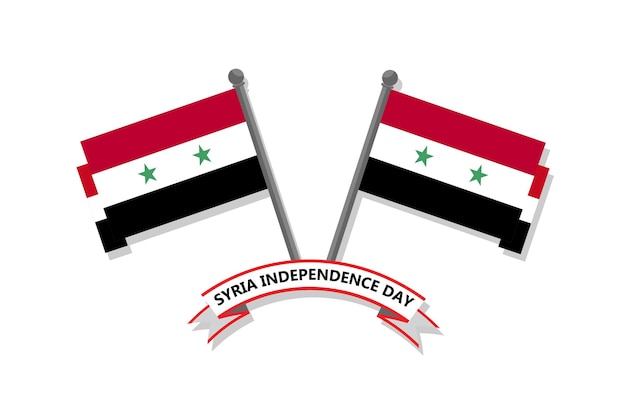 Syria national day banner with map Syrian flag Arab Vector Illustration