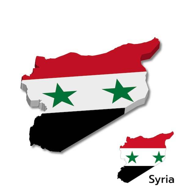 Syria in Shapes and Colours Interactive 3D Map and Flag