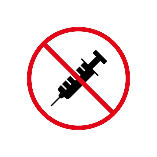 Syringe Drug Black Silhouette Ban Icon Narcotic Inject Forbidden Pictogram Vaccination