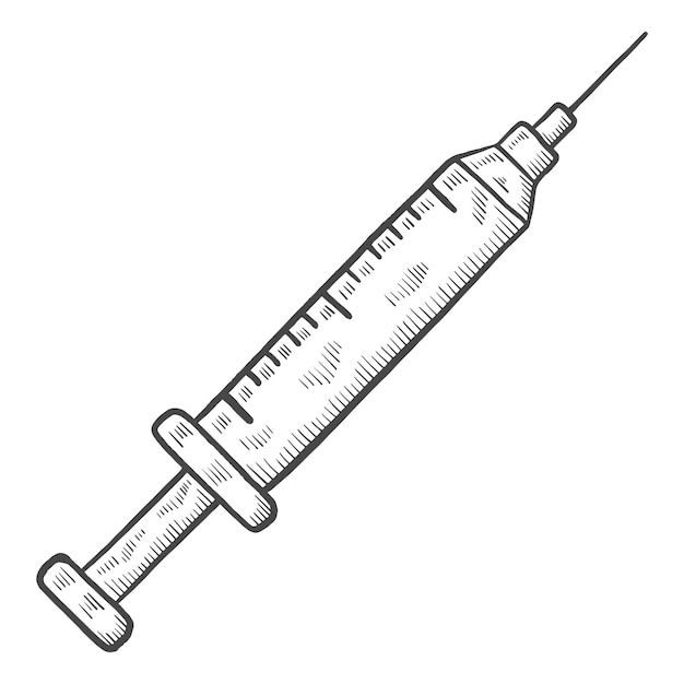 Syringe healthcare charity humanitarian international day isolated doodle hand drawn sketch with outline style