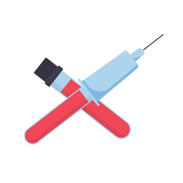 Syringe and test tube isolated on white background For analysis for various diseases HIV AIDS