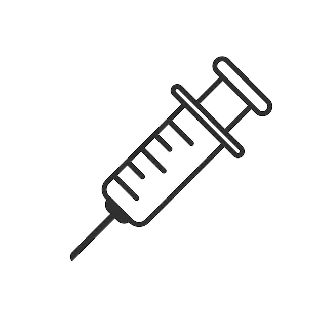 Syringe white isolated on background Professional perfect pixel icon vector Vaccination vaccination and treatment symbol