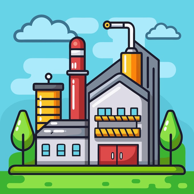 Vector syrup factory building vector illustration featuring factory design