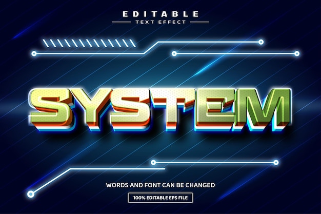 System 3D editable text effect template