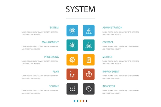 System Infographic 10 option concept.management, processing, plan, scheme simple icons