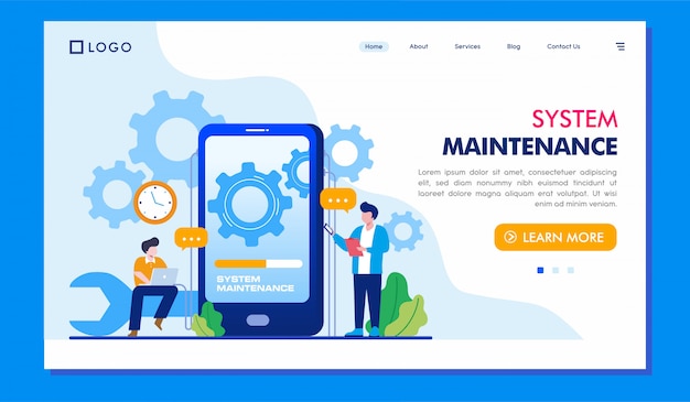 System maintenance landing page website illustration