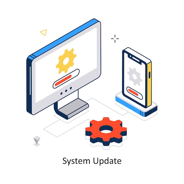 Vector system update concept vector isometric style stock illustration eps file