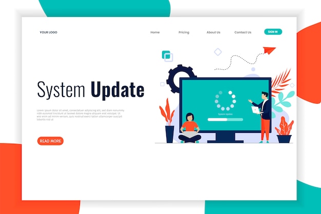 Vector system update flat design with people