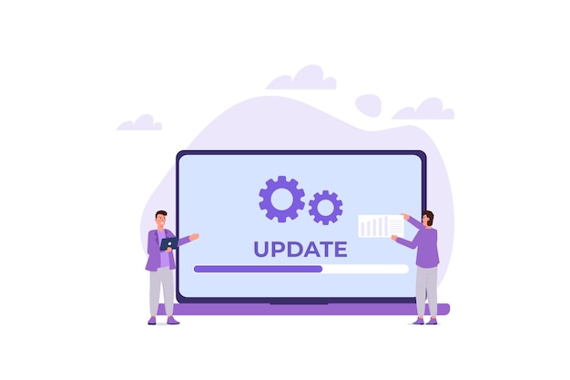 System update flat style concept Vector illustration can use for landing page templateweb mobile app poster banner