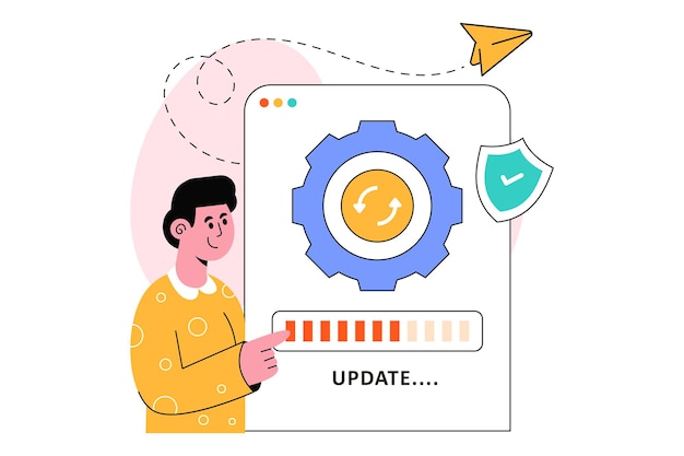 System Update Flat Style Design Vector illustration. Stock illustration