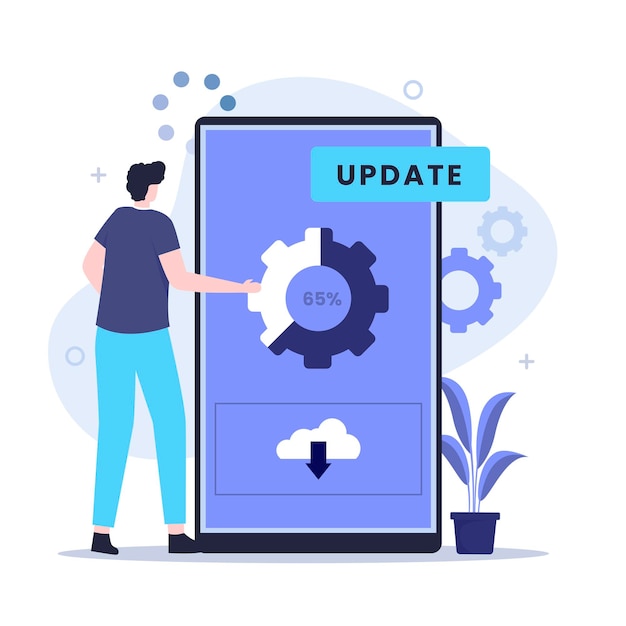 Vector system update improvement illustration design concept. illustration for websites, landing pages, mobile applications, posters and banners