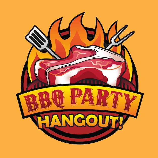 T Bone Barbecue Steak Party Vector Design