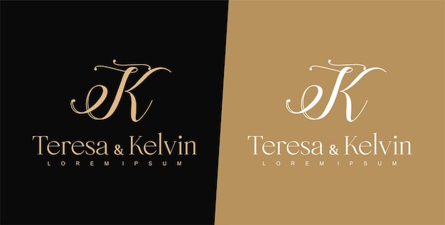 Vector t and k letter logo design template wedding logo typography logo