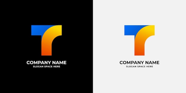 t letter colorful gradient logo design template