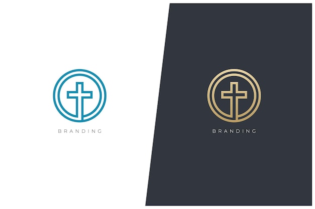 T Letter - Cross Logo Template - Monogram Logotype. Logo Idea for Church