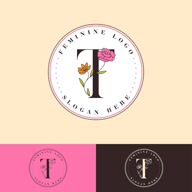 T Letter Floral Feminine Logo