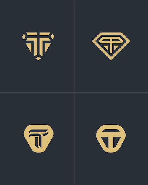 T Letter Logotype Monogram Set2 Initial Icon Trademark Elegant Luxury Gold Style Vector