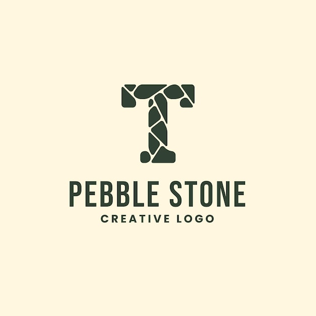 T Letter Pebble Stone Organic And Luxurious Logo Design