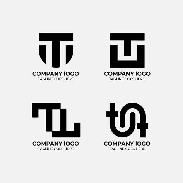 Vector t logo set flat design template collection