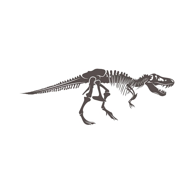 T rex dinosaur skeleton negative space silhouette illustration Prehistoric creature bones Dangerous ancient predator Tyrannosaurus fossil design element