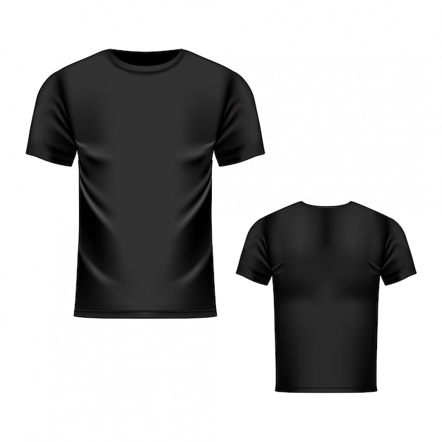 T-shirt black template, front and back view.  realistic 