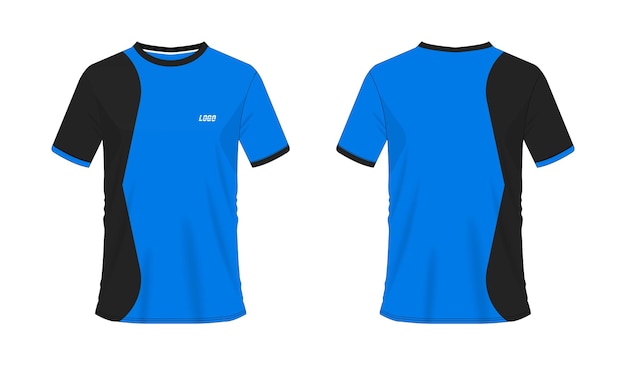 T-shirt blue and black soccer or football template for team club on white background. jersey sport.