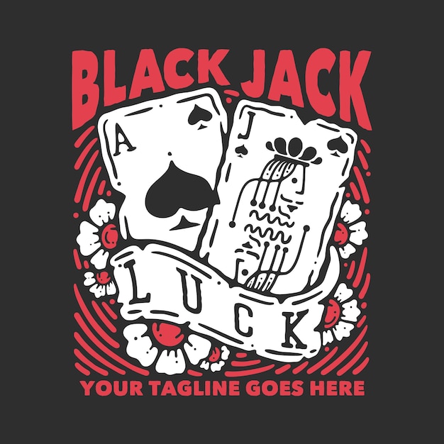 T shirt design black jack with jack and as spade playing cards with gray background vintage illustration