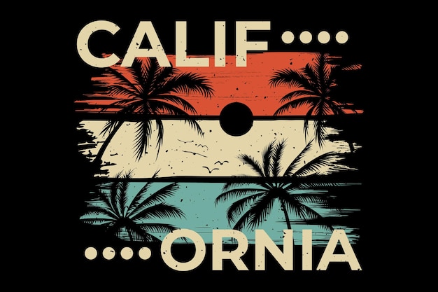 T-shirt design of california beach palm tree summer