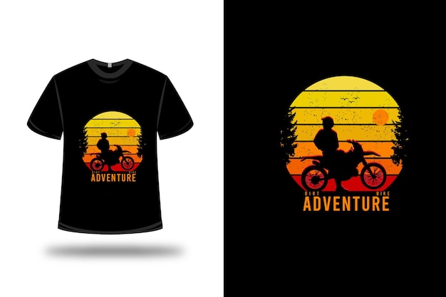 T-shirt design. dirt bike adventure in yellow orange and red