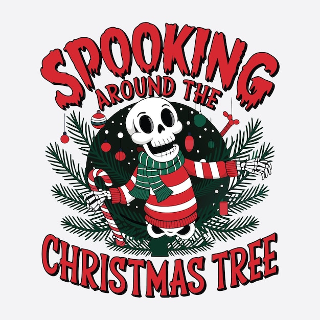 Vector t shirt design funny christmas skeleton design