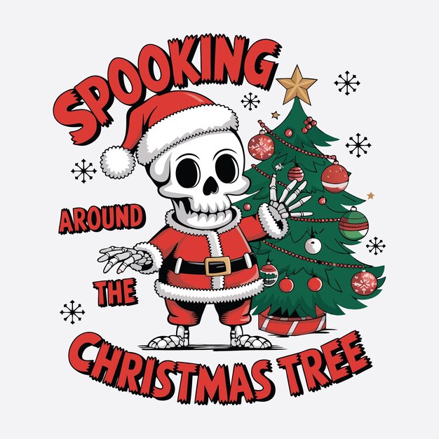 Vector t shirt design funny christmas skeleton design