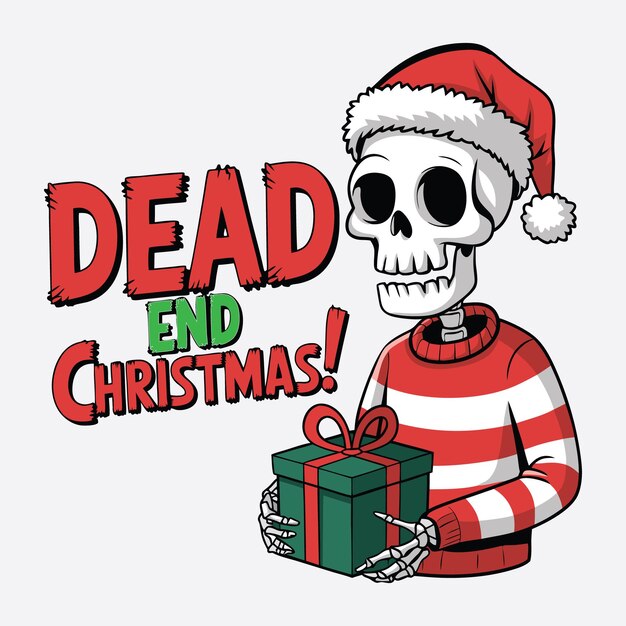 Vector t shirt design funny christmas skeleton design