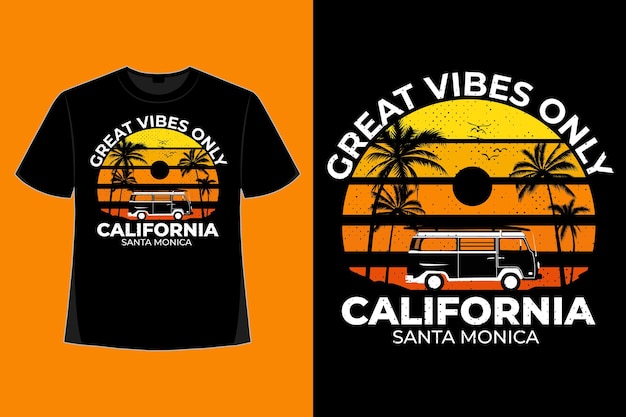 T-shirt design of great vines only california santa monica style retro vintage illustration