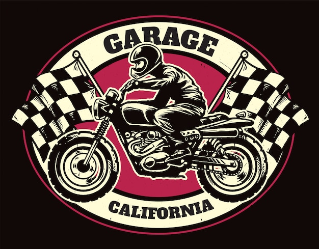 T-shirt design of racing garage badge