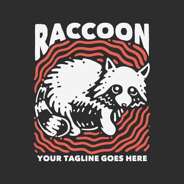 T shirt design racoons with fat raccoon and gray background vintage illustration