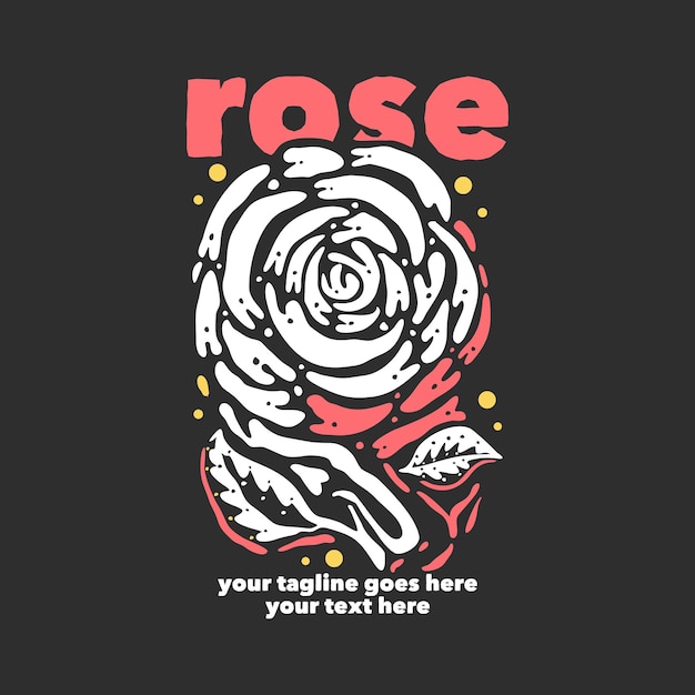 T shirt design rose with rose flower and gray background vintage illustration