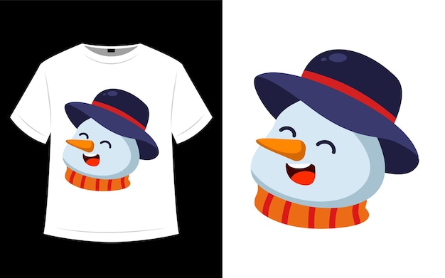 T shirt design snowman character